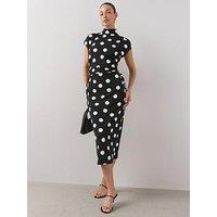 The Very Collection High Neck Ruched Size Midaxi Dress - Multi