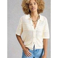 White Stuff Gemima Collar Cardigan - Ivory