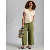 White Stuff Ginni Linen Polo T-Shirt - Natural White