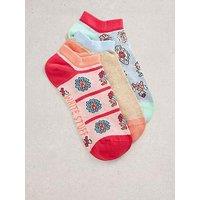 White Stuff 3Pk Tile Print Trainer Socks