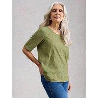 White Stuff Weaver Broderie T-Shirt - Green