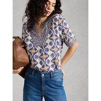 White Stuff Ash Linen Blend Top