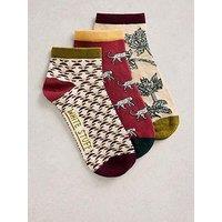 White Stuff 3Pk Safari Print Trainer Socks