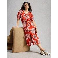 White Stuff Val Linen Blend Dress - Red