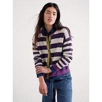 Seasalt Cornwall Pinwell Cardigan Bright Shape Dark Violet Mix - Purple
