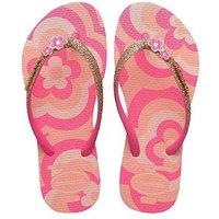 Havaianas Kids Slim Glitter Trendy Flip Flops - Blossom/ Flux
