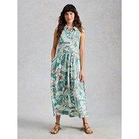White Stuff Rylee Sleeveless Shirt Dress - Blue