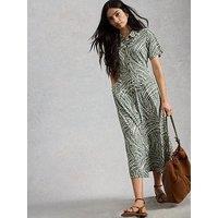 White Stuff Rua Jersey Shirt Dress - Green