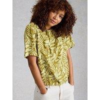 White Stuff Bree Linen Blend Top - Green