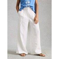 White Stuff Sasha Wide Leg Linen Trousers - White