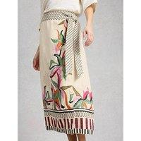 White Stuff Alba Linen Blend Wrap Skirt - Beige