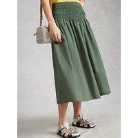 White Stuff Suri Shirred Midi Skirt