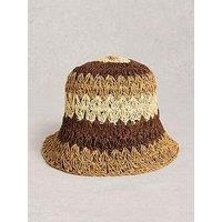 White Stuff Block Stripe Bucket Hat - Brown