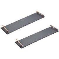 Artesa Slate Serving Platters With Copper Coloured Handles - Set Of 2