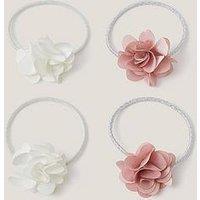 Monsoon Girls 4 Pack Satin Rose Hair Elastics