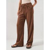 Only Onlthyra Long Pant Noos Wvn - Brown