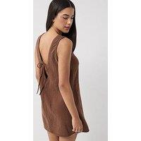 Only Thyra Open Tie Back Mini Dress - Brown