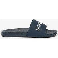 Superdry Towelling Pool Sliders - Blue