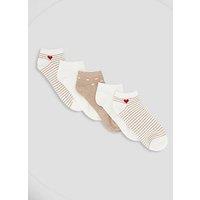 The Very Collection 5 Pack Printed Heart Trainer Liner Socks