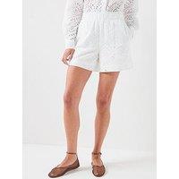 Pieces Pcvilde Broderie Anglaise Shorts - White