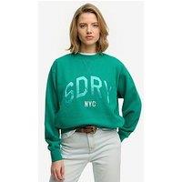 Superdry Varsity Satin Applique Crew - Green