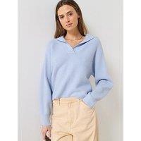 Mango V-Neck Knit Sweater - Blue