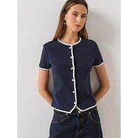 Mango Buttoned Cotton T-Shirt - Blue