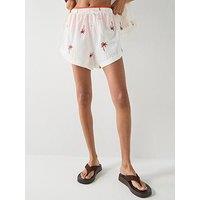 Pieces Pckiana Embroidered Shorts - White