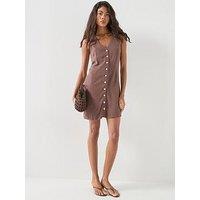 Only Onlsiesta Lin Bl Sl Short Dress Pnt Noos - Brown