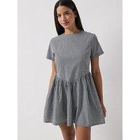 Only Onlmarinna Selene V Waist Gingham Dress - Black