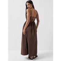 Only Onllikara Strappy Tie Back Maxi Dress - Brown
