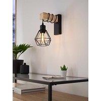 Eglo Townshend 5 Black/Natural Wood Wall Light