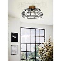 Eglo Padstow Black And Natural Metal/Wood Ceiling Light (D) 45.5Cm