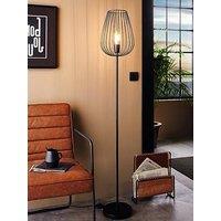 Eglo Newtown 1-Light Vintage Caged Floor Lamp In Black