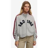 Superdry Athletic Essentials Applique Loose Zip Track Top - Grey
