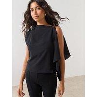 Mango Blouse With Asymmetrical Neckline - Black