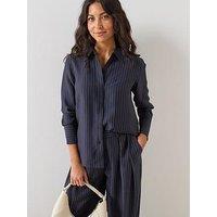 Mango Pinstripe Shirt - Blue