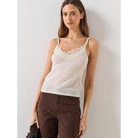 Mango Top With Lace Neck - Cream