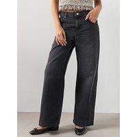 Mango Mid-Rise Straight Jeans - Black