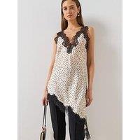 Mango Polka Dot Lace Top - Beige