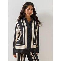 Mango Satin Print Blouse - Black