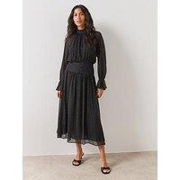 Mango Gathered Turtleneck Dress - Black