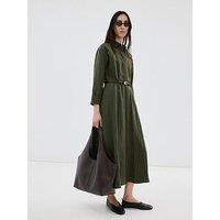 Mango Lyocell Shirt Dress - Khaki