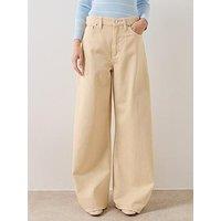 Mango Wide Leg Mid-Rise Jeans - Yellow