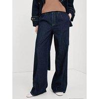 Mango Wide Leg Mid Rise Jeans - Blue