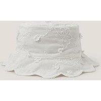 Monsoon Baby Girls Flower Broderie Hat - Light Cream