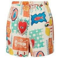 Pieces Pcklarisa Print Shorts - White