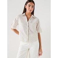 Only Onltizana Stripe Short Sleeve Co-Ord Shirt - White