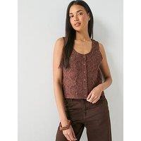 Only Onlgina Buttoned Knitted Vest - Brown