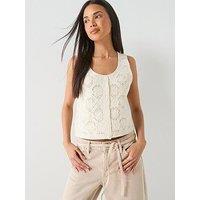 Only Onlgina Button Front Knitted Vest - Cream